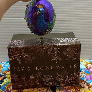 Jay Strongwater Regal Peacock Egg Ornament in Purple, Blue & Green